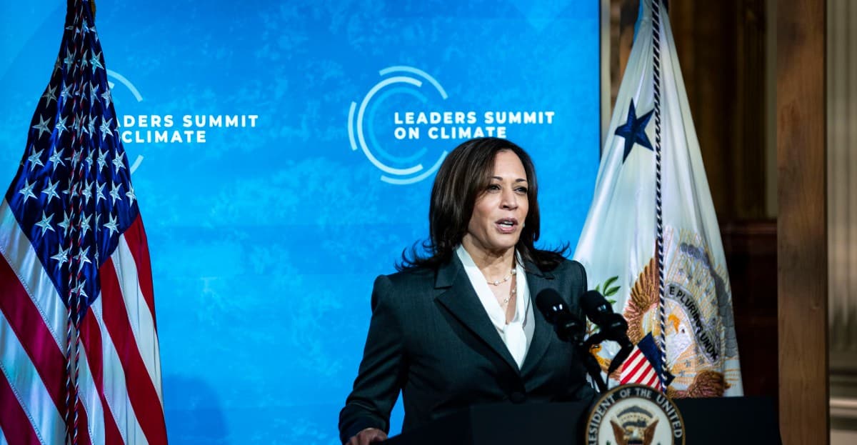Kamala Harris’s democratic convention speech didn’t mention climate change much. Why?