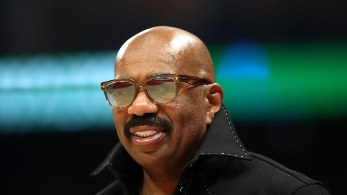 Why was Steve Harvey's face light beamed over Atlanta's sky?