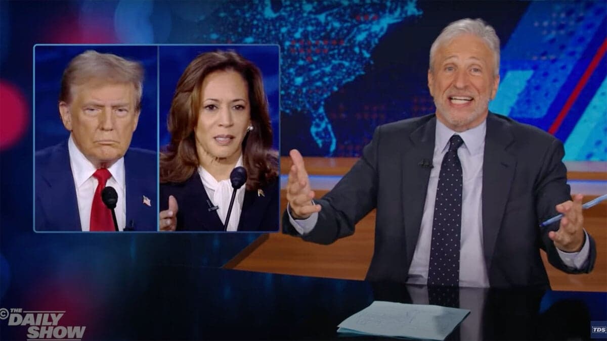 Jon Stewart unpacks the big Harris-Trump debate moments in live monologue