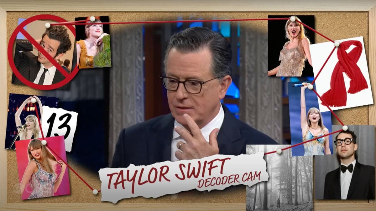 Stephen Colbert discovers a hidden message in Taylor Swift’s Harris endorsement
